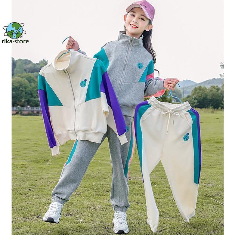 ジャージ キッズ 女の子 上下 長袖 春秋 子供服 セットアップ パーカー tシャツ ロングパンツ 長ズボン 韓国子ども服 スポーツウェア 可愛い おしゃれ