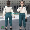 韓国子供服 キッズ セットアップ 女の子 秋服 通学着 長袖トップス 長ズボン 2点セット 小学生 中学生 子ども服 上下セット ジュニア お出かけ 可愛い 110-160cm(4)