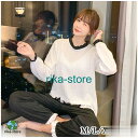 パジャマ レディース ルームウェア 春夏 新作 セットアップ 綿 長袖 女性 可愛い ロングパンツ 韓国風 寝巻き 部屋着 上下セット ゆったり