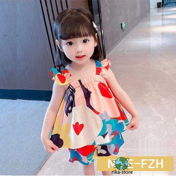 子供服 女の子 夏服 セットアップ 上下セット tシャツ ショートパンツ ズボン 韓国子供服 キッズ ジュニア ベビー服 おしゃれ 可愛い 新品 160 150 130 120