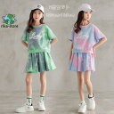 子供服 女の子 セットアップ 夏服 チアリーダー 上下セット スポーツ Tシャツ+ スカート 2点セット お洒落 学生 半袖 ピンク グリーン 安全パンツ 12...