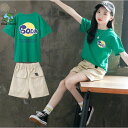 【スーパーセール限定】子供服 セットアップ キッズ 女の子 夏 2点セット 上下セット Tシャツ 半袖 ショートパンツ ハーフパンツ ジュニア おしゃれ 可愛い...