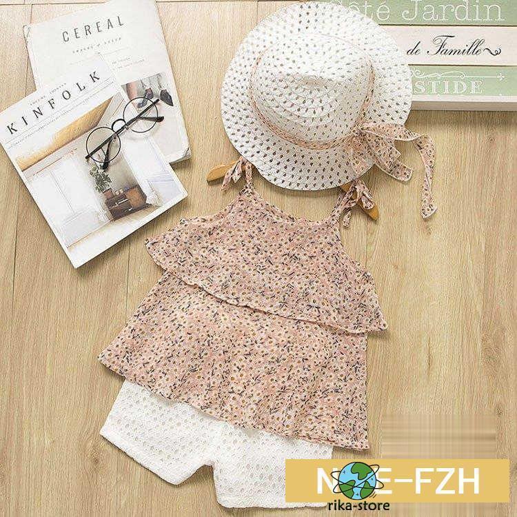 子供服 セットアップ キッズ 女の子 春夏 トップス ブラウス 花柄 ショートパンツ 韓国子ども服 ジュニ..