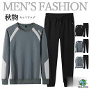 セットアップ メンズ スウェット上下セット 秋物 ジャージ 上下 カラー切り替え トレーナー+ジョガーパンツ 新作