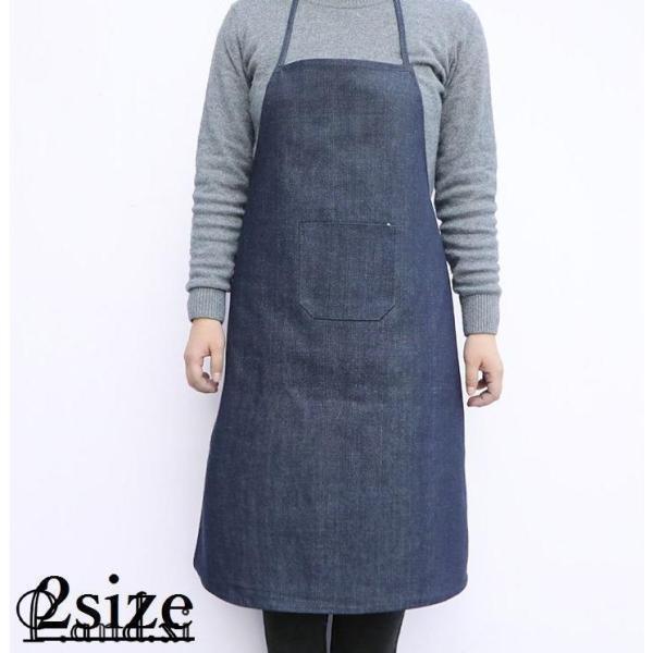 エプロン カフェエプロン 大人用エプロン 全身 首掛けタイプ デニムエプロン ポケットつき 紐 男女兼用 ユニセックス 料理 家事 手伝い キッチン用