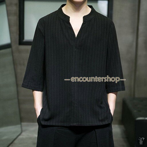 メンズファッションTシャツ メンズ 7分袖 Vネック スリット ストライプ柄 夏 カットソー 涼しい 通気性 軽量 快適 薄手 肌触り おしゃれ カジュアル メンズファッションTシャツ メンズ 7分袖 Vネック スリット ストライプ柄 夏 カットソー 涼しい 通気性 軽量 快適 薄手 肌触り おしゃれ カジュアル