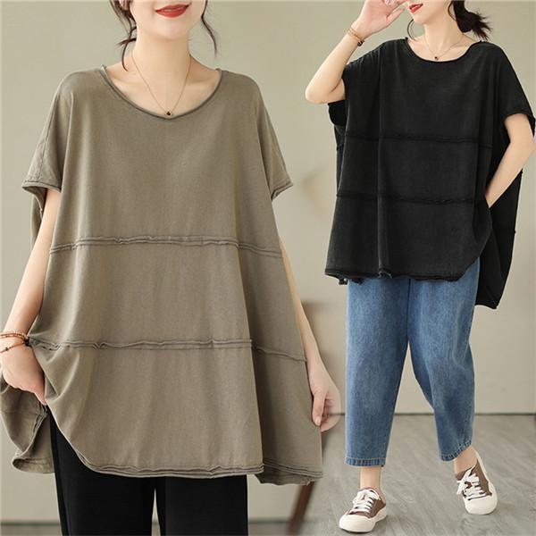 Tシャツロング丈レディース着痩せ体...