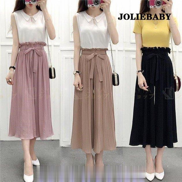 ワイドパンツレディースシフォンガウ...