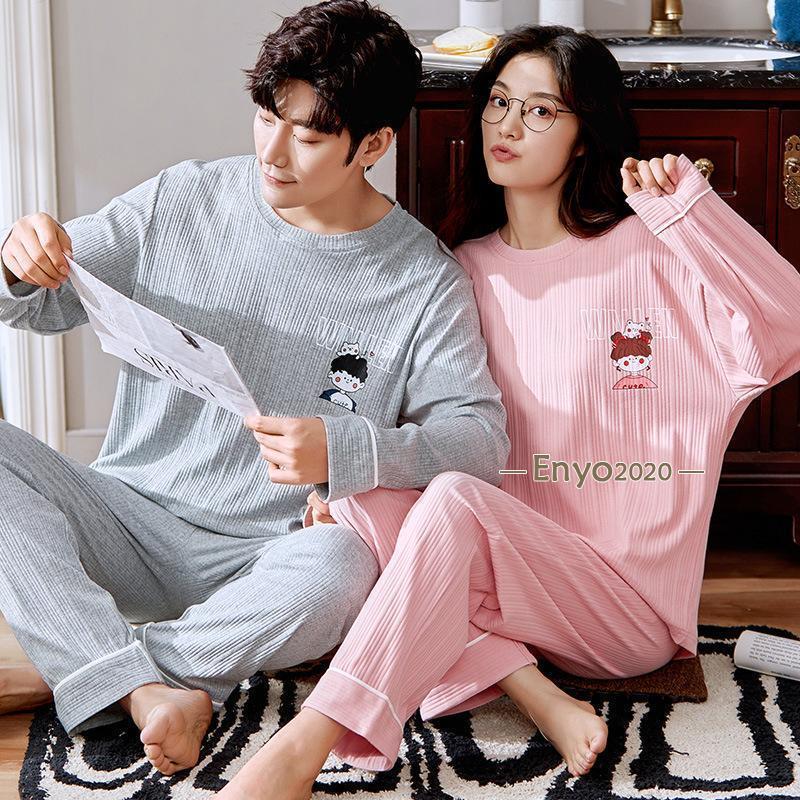 綿 セットアップ 長袖 トップス ロングパンツ コットン カップル パジャマ メンズ レディース ルームウェア 部屋着 スウェット 上下セット パジャマ