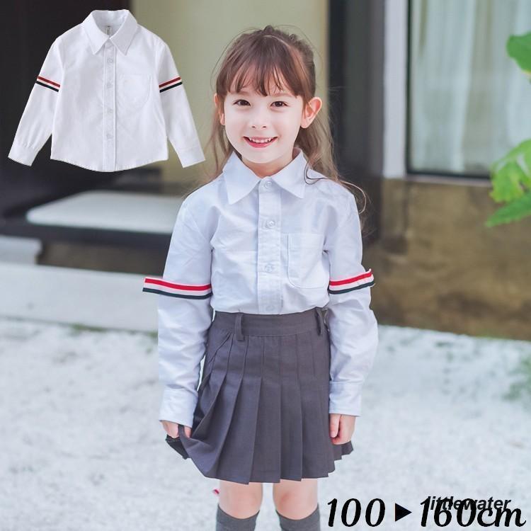 シャツ ブラウス 長袖 前ボタン 子供服 キッズ ジュニア レディース 親子ペア 親子でお揃い スタンダー..