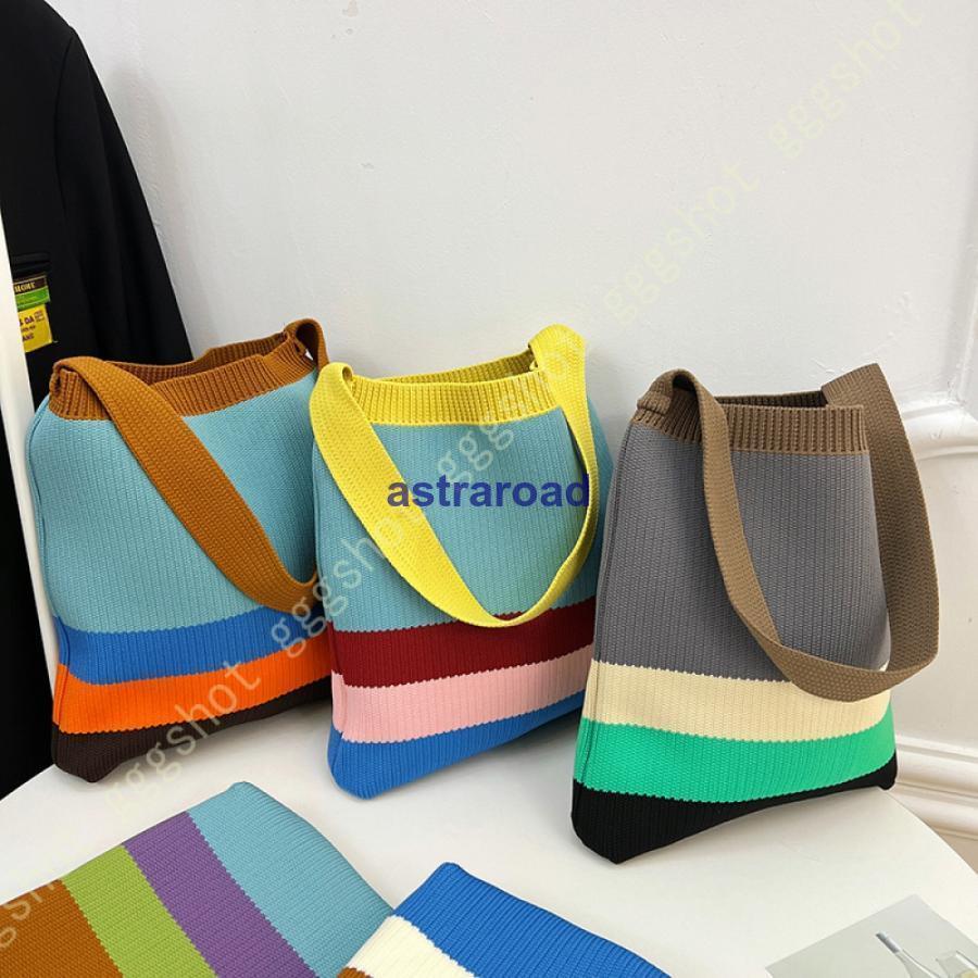 クロシェ編み ニットショルダーバッグ レディース 女子 トートバッグ バッグ カバン 肩掛け 手提げ a4 ..