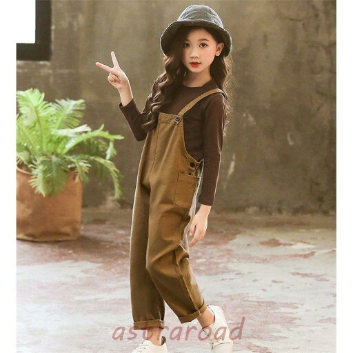 子供服 セットアップ キッズ 女の子 春秋 長袖 2点セット 上下セット Tシャツ ロングパンツ サロペット ジュニア おしゃれ カジュアル 可愛い 新品 150cm 160cm