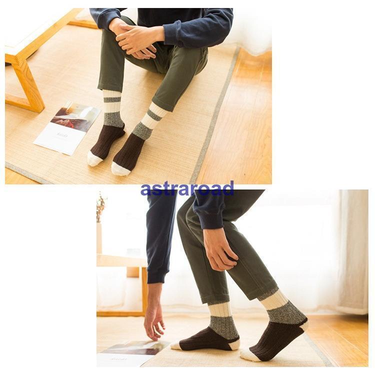 靴下 ソックス パイルソックス ラインソックス 太いライン 厚手 原宿スタイル おしゃれ 男性 女性 ユニセックス 秋 冬 くしゅくしゅ 大人 ファッ