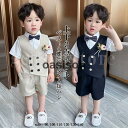 男の子 キッズ フォーマルスーツ セットアップ 蝶ネクタイ 夏 子供服 フォーマル スーツ ベスト ハーフパンツ3点セット ベビー 結婚式 発表会 入学式 紳士服