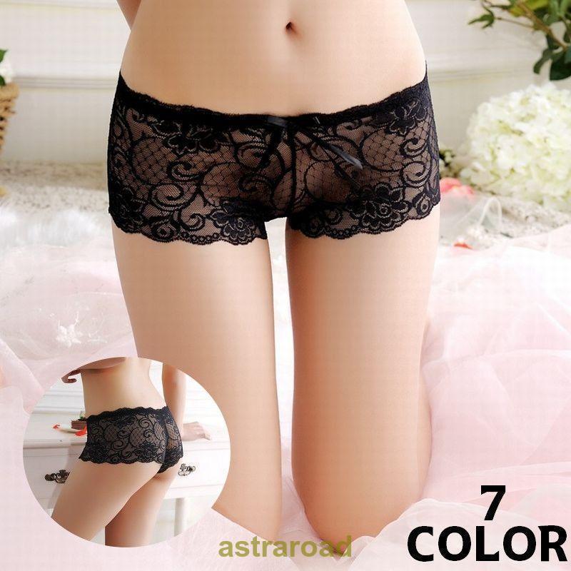 ボックスショーツ ボクサーパンツ レディース 女性 婦人 下着 ショーツ レース シースルー 花柄 フラワ..