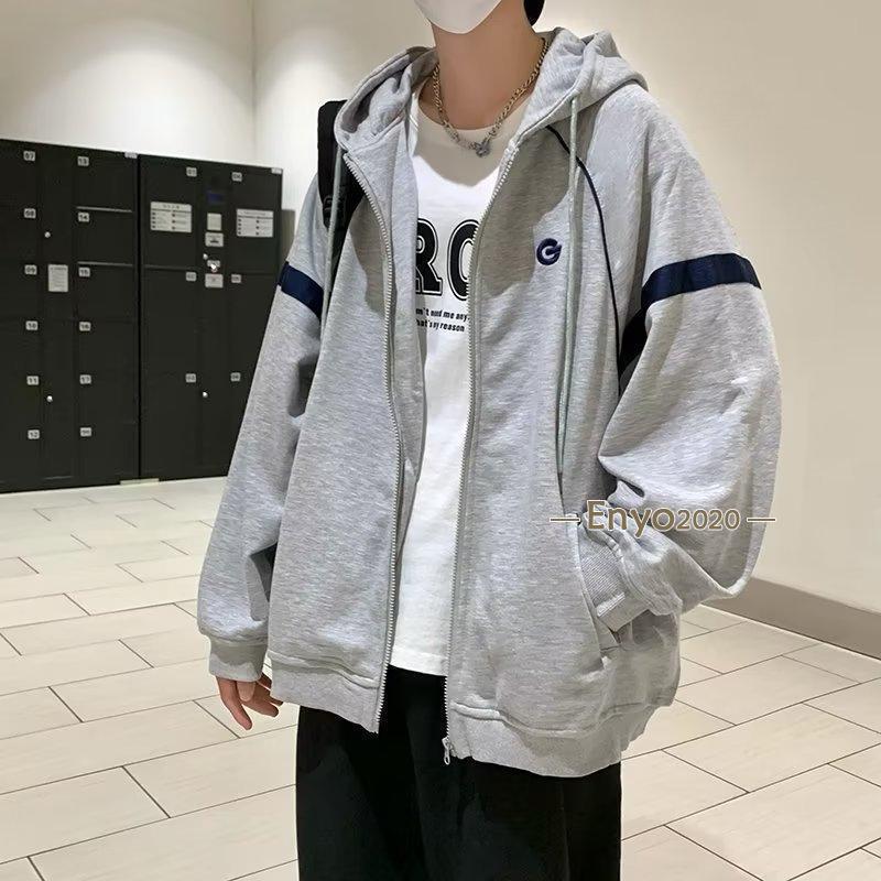 ジップアップパーカー メンズ 長袖 パーカー フード付き スウェット 開襟 カジュアル ゆったり オーバーサイズ おしゃれ スポーツ 春 秋服