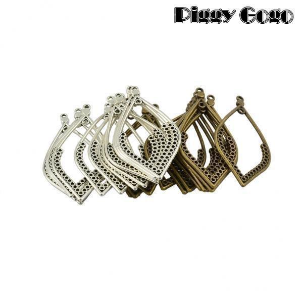 4x24PcsチベットシルバーブロンズイヤリングリーフドロップフレームチャームペンダントDIY