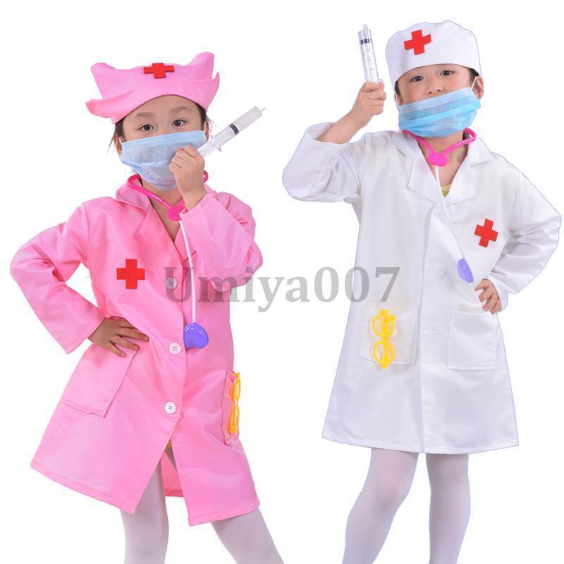 ハロウィン 子供 コスプレ 男の子 女の子 医者 ドクター キッズ ナース服 帽子セット 子供用 白衣 ナー..