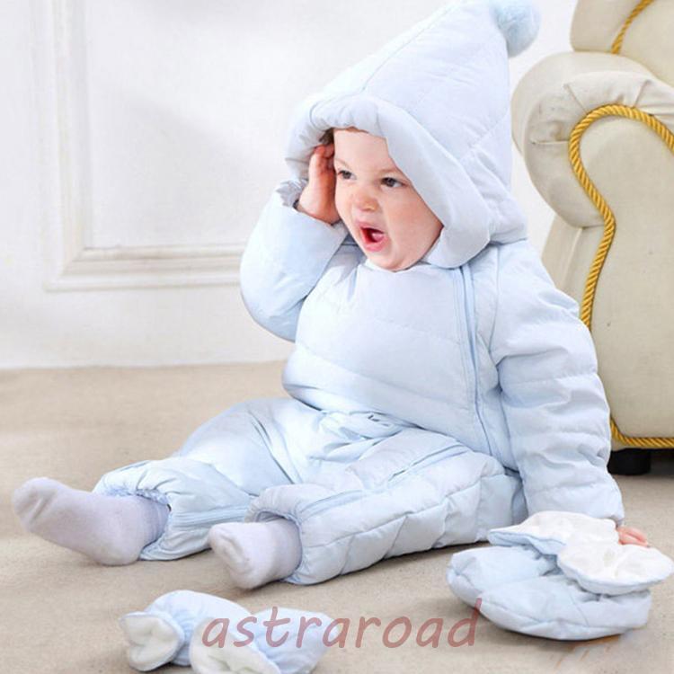 秋冬 ベビー ロンパース コート カバーオール ジャンプスーツ フード付き 防寒ジャケット 男の子 女の子 出産祝い ベビー服 中綿