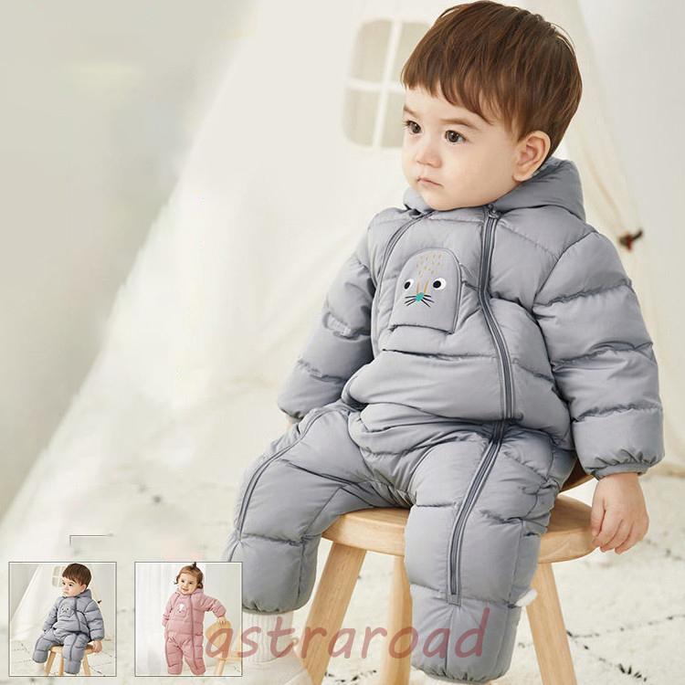 秋冬 ベビー ロンパース コート カバーオール ジャンプスーツ フード付き 防寒ジャケット 男の子 女の子 出産祝い ベビー服 本物の