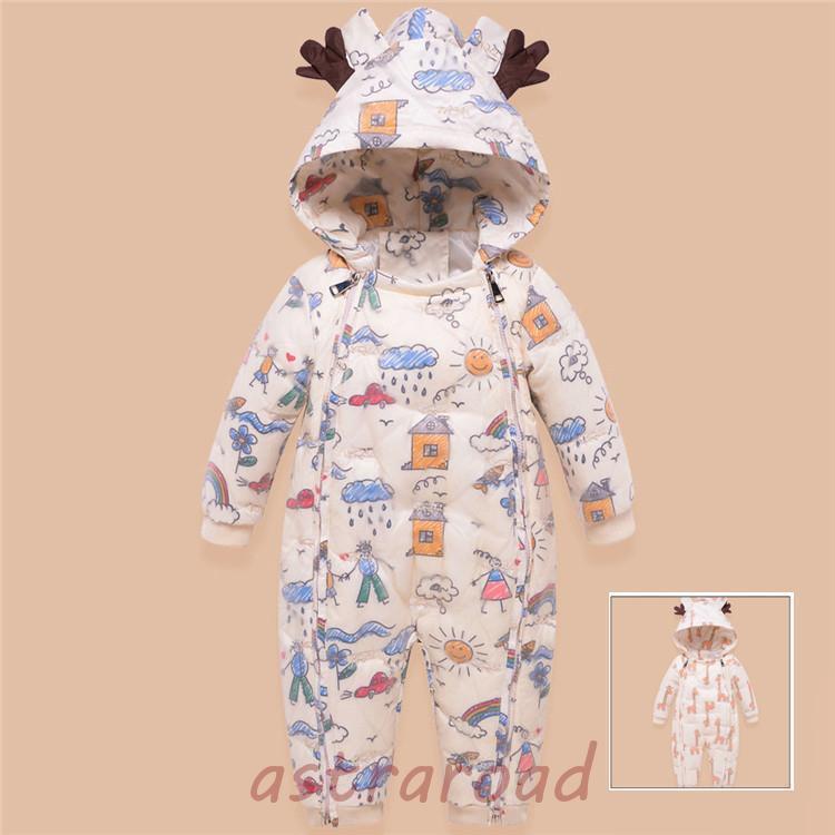 秋冬 ベビー ロンパース コート カバーオール ジャンプスーツ フード付き 防寒ジャケット 男の子 女の子 出産祝い ベビー服 本物の