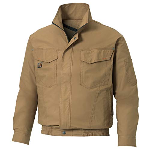 Jacket - 空調作業服 長袖 綿100% 3L キャメル ファンなし 単品 作業着 ワークウェア 現場服 カジュアル スタイリッシュ