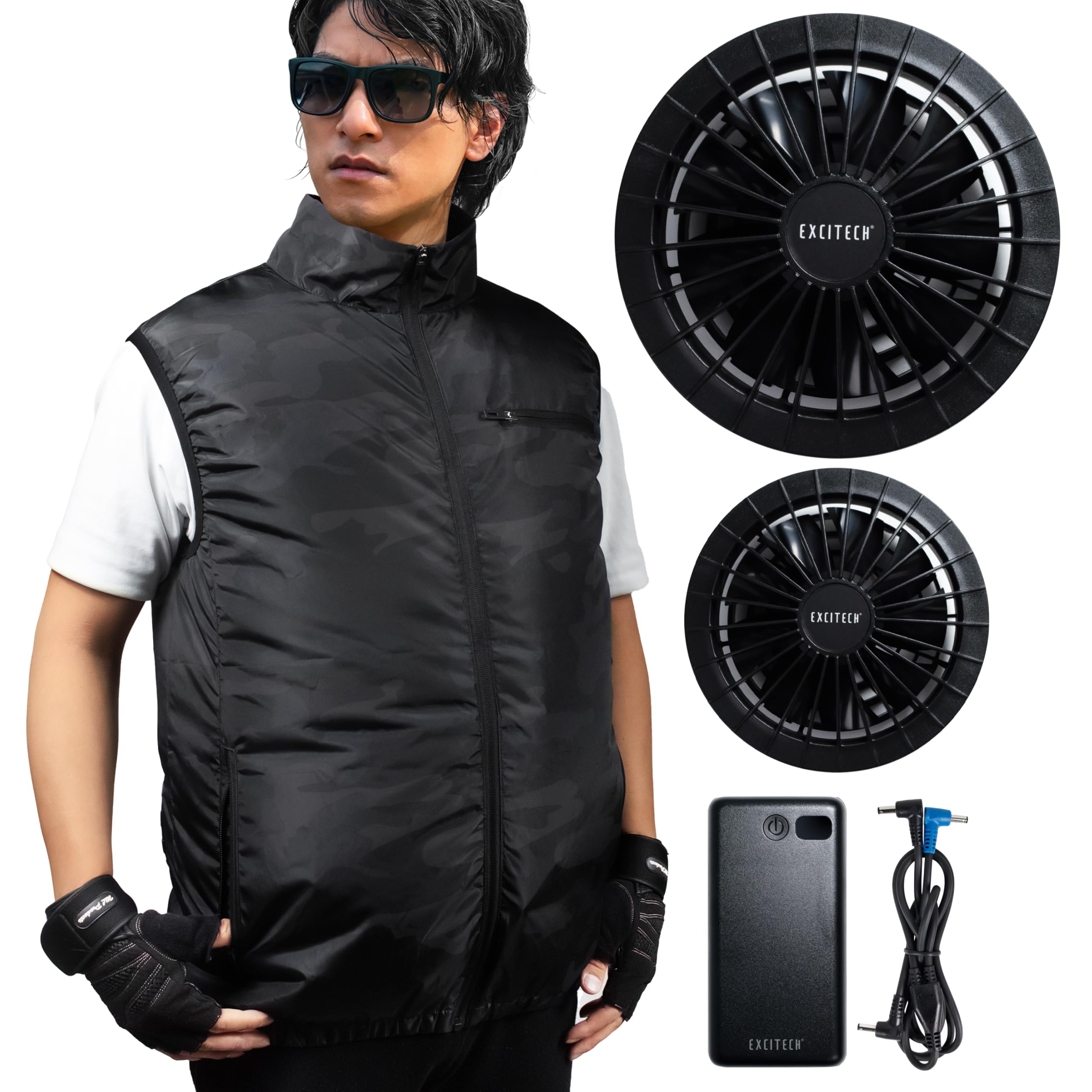 空調作業服 2XL ブラック ファン付き作業着 熱中症対策 扇風機付きウェア 作業用ウ...