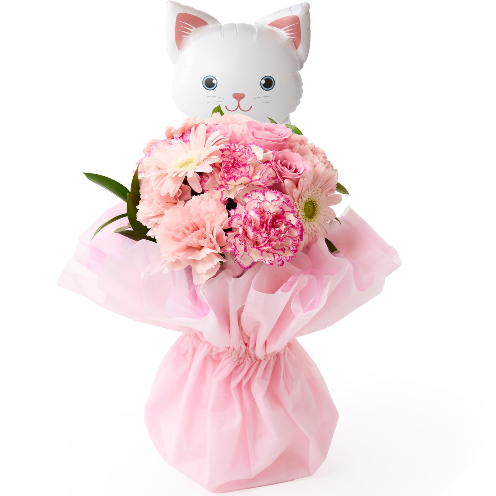 ・サイズ:Mサイズ (縦30cm×横20cm×奥20cm) ・内容:ブーケ、猫ちゃんバルーン ・状態:保水済み、水いらず