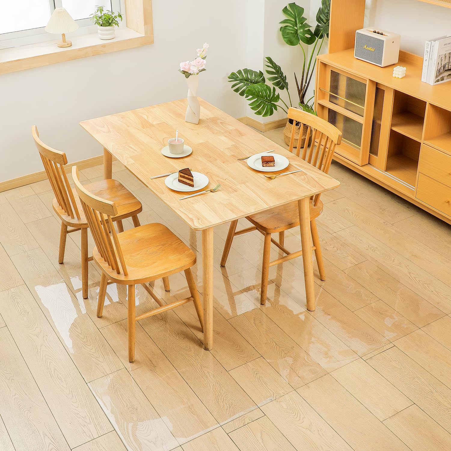 Rakuten - チェアマット ダイニングマット 透明 150×180cm 厚さ2mm PVC 床保護マット フローリングマット 防水 撥水 汚れ防止 滑り止め 床暖房対応 お手入れ簡単 無地 クリア 大型