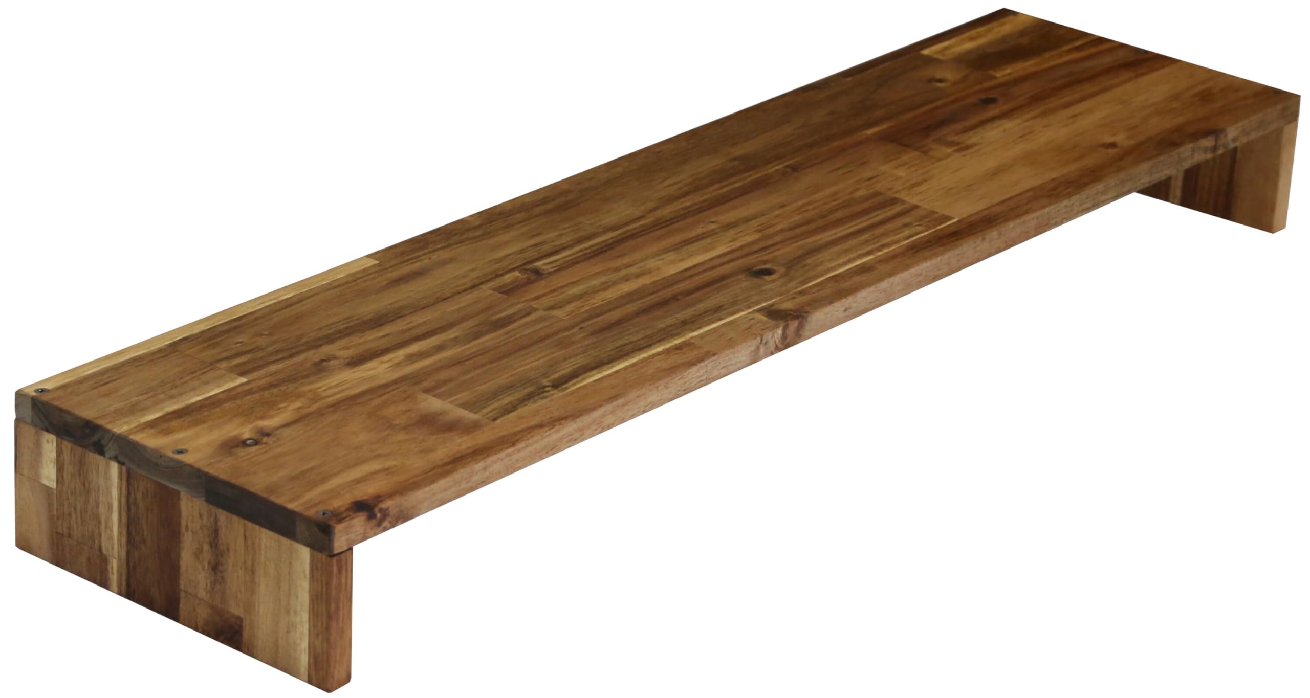 WOODPRO アカシア モニター台 デスクシェルフ 幅100cm 高さ8cm 奥行25cm ダークウォルナット色 完成品 木製 モニタースタンド 卓上 パソコン台 ディスプレイ台 机上台 コの字ラック 受注生産