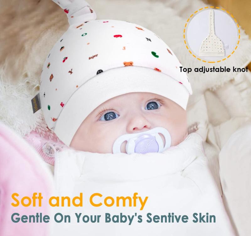 ベビーハット ミトン 出産祝いギフト 綿 帽子2個+手袋2組 防寒防風ニットワッチ 引掻き防止 0-6ヶ月の新生児 可愛い赤ちゃん プレゼント 女児 男児 女の子 男の子 (0-6月)