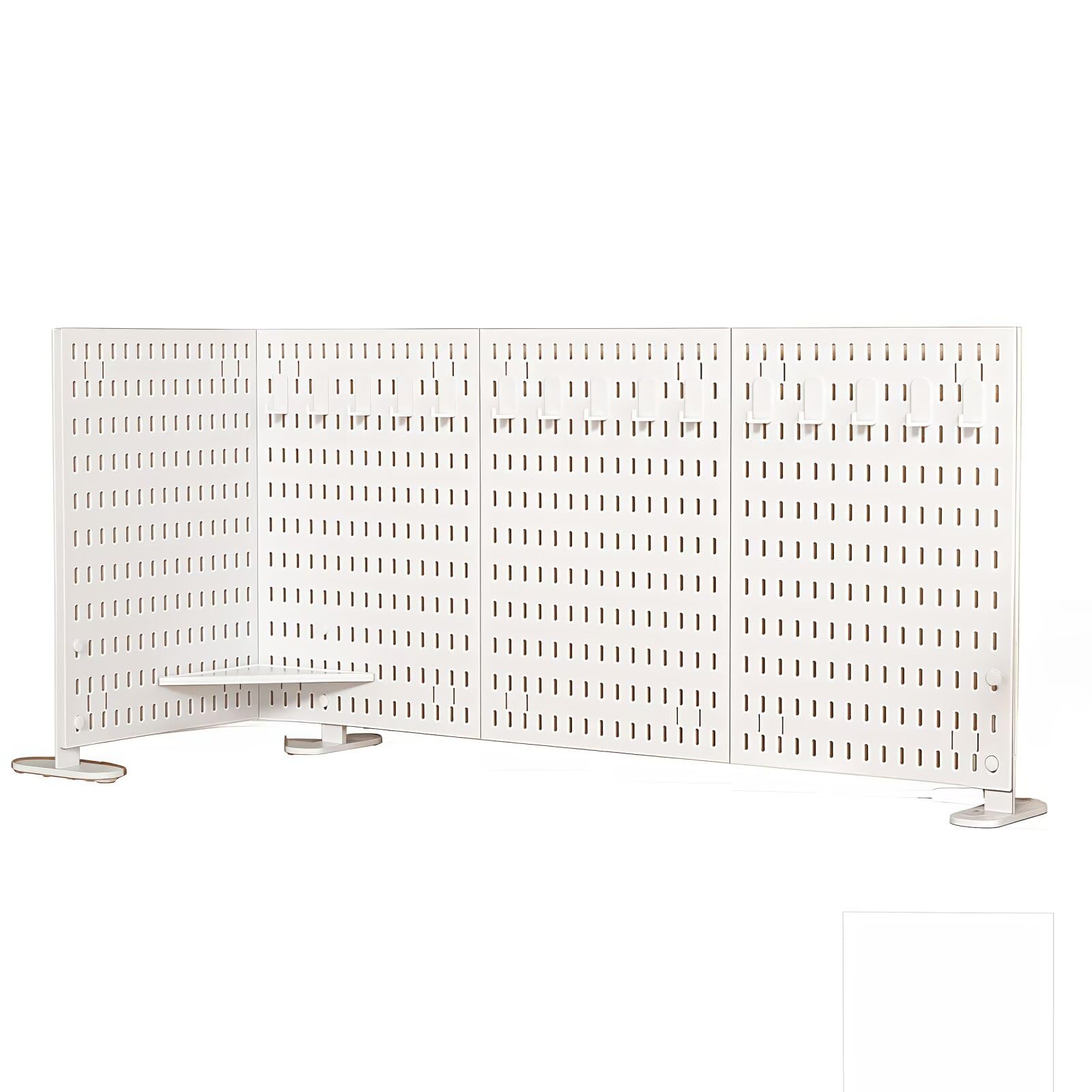 有孔ボード 卓上スタンド ペグボード 収納 119.6×40cm デスクボード 壁面収納 パンチングボード 卓上収納 DIY 工具収納 文房具 オフィス 飾り棚 見せる収納 ホワイト 角付きスタンド式