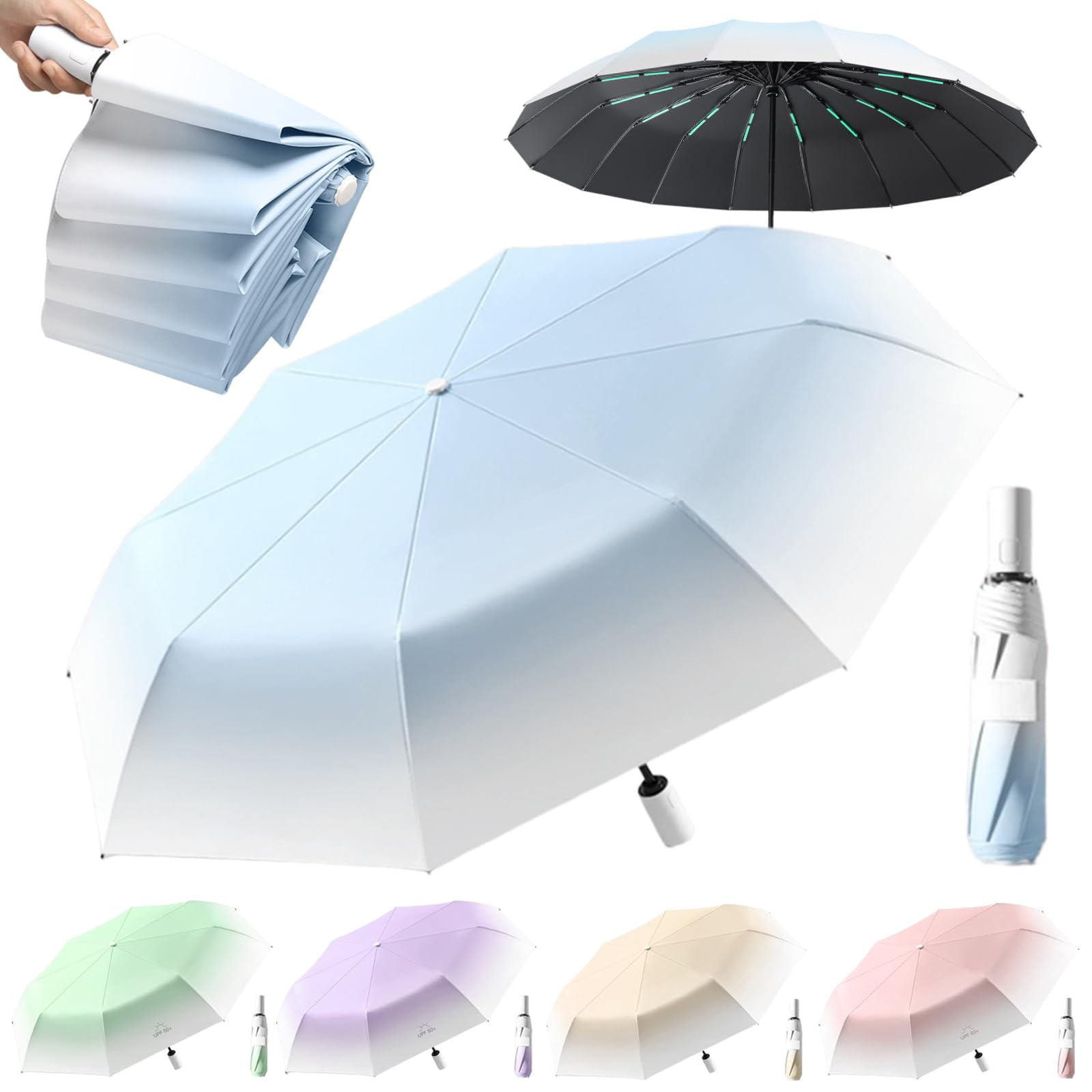 折りたたみ傘 日傘 完全遮光 UVカット 晴雨兼用 自動開閉 軽量 コンパクト ワンタッチ 遮熱 耐風 撥水 イエロー 紫外線対策 携帯便利