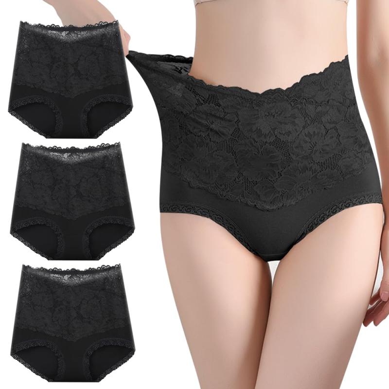 [RUOXIAO] ショーツ レディース 綿 深ばき パンツ レディース 下着 ハイウエストショーツ パンティー 女性用 大きいサイズ 高通気性 伸縮性 3枚組