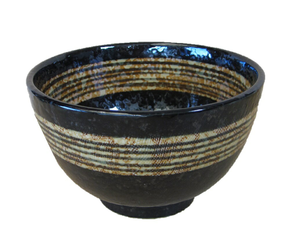 麺どんぶり器 蕎麦うどん鉢そば丼 和風めん丼めん鉢 油滴天目 黒織部 窯変ライン
