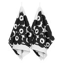 マリメッコ ウニッコ 70683-190 ティータオル 2pcs ホワイトxブラック MARIMEKKO