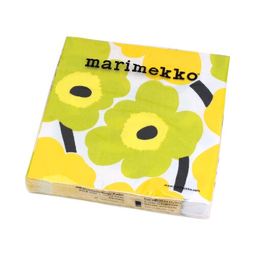【送料無料】マリメッコ　ペーパーナプキン　552670　ウニッコ　イエロー　33×33cm　20枚入り　MARIMEKKO