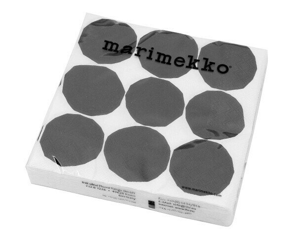 【送料無料】マリメッコ　ペーパーナプキン　606479　キヴェット　ブラック/ホワイト　33×33cm　20枚入り　MARIMEKKO