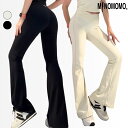 【レビュークーポン配布中】S~M フロントクロスフレアパンツ フレアパンツ レディース ボトムス トレーニングウェア ヨガウェア ヨガ ピラティス スポーツ フィットネス ヒップアップ おしゃれ かわいい minorin みのりん p-24003(4)