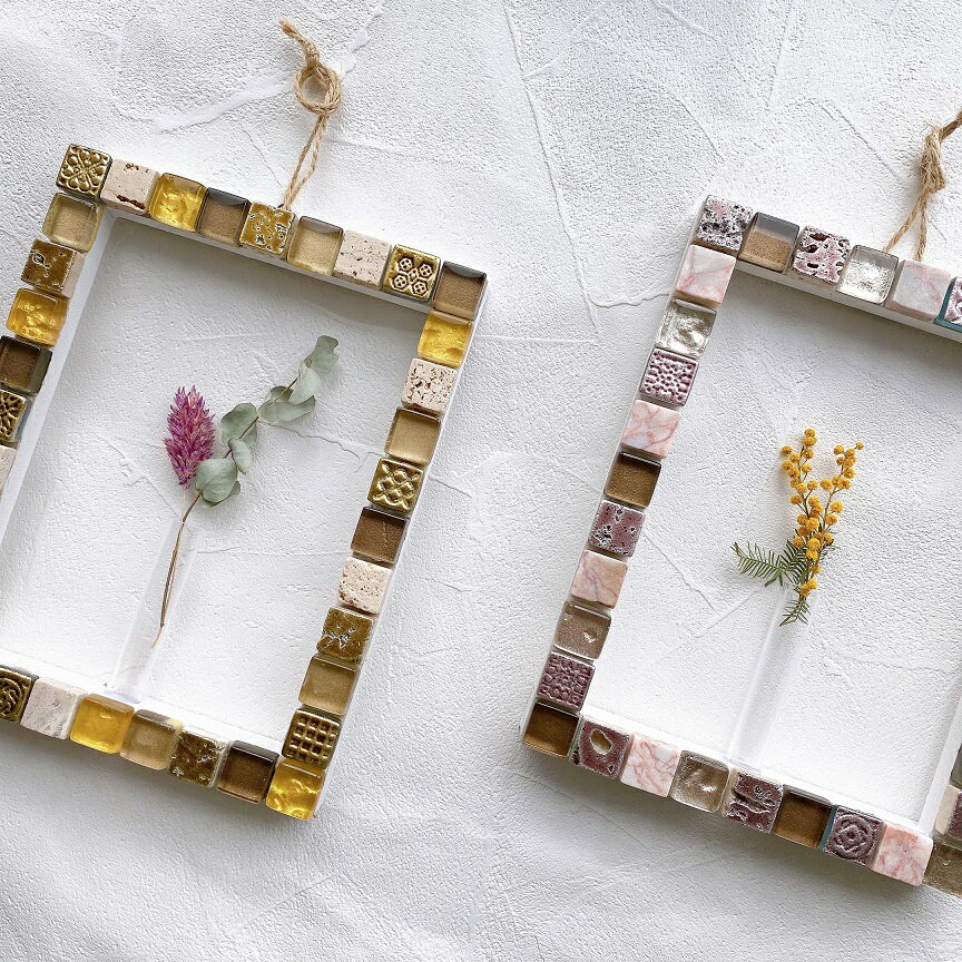 壁掛け一輪挿し 一輪挿し 壁飾り タイル おしゃれ インテリア プレゼント お祝い 贈り物 ハンドメイド ..