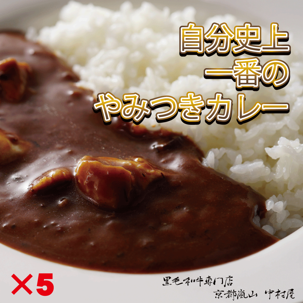 中村屋やみつきカレー/黒毛和牛専門店　京都嵐山 中村屋がつくった本格カレー　中村屋ビーフカレー（一人前）5箱セット/レトルト　簡単調理　本格カレー　黒毛和牛　　黒毛和牛100％　ビーフカレー　高級カレー　/お歳暮