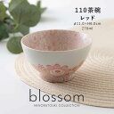 みのる陶器【blossom（ブロッサム）】110茶碗(Φ11.0×H6.0cm）レッド
