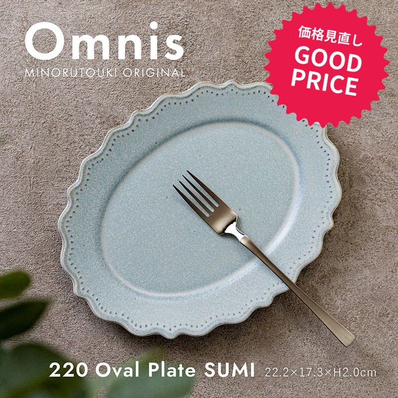 食器（1000円程度） みのる陶器【omnis（オムニス）】 220オーバルプレート(22.2×17.3×H2.0cm）SUMI
