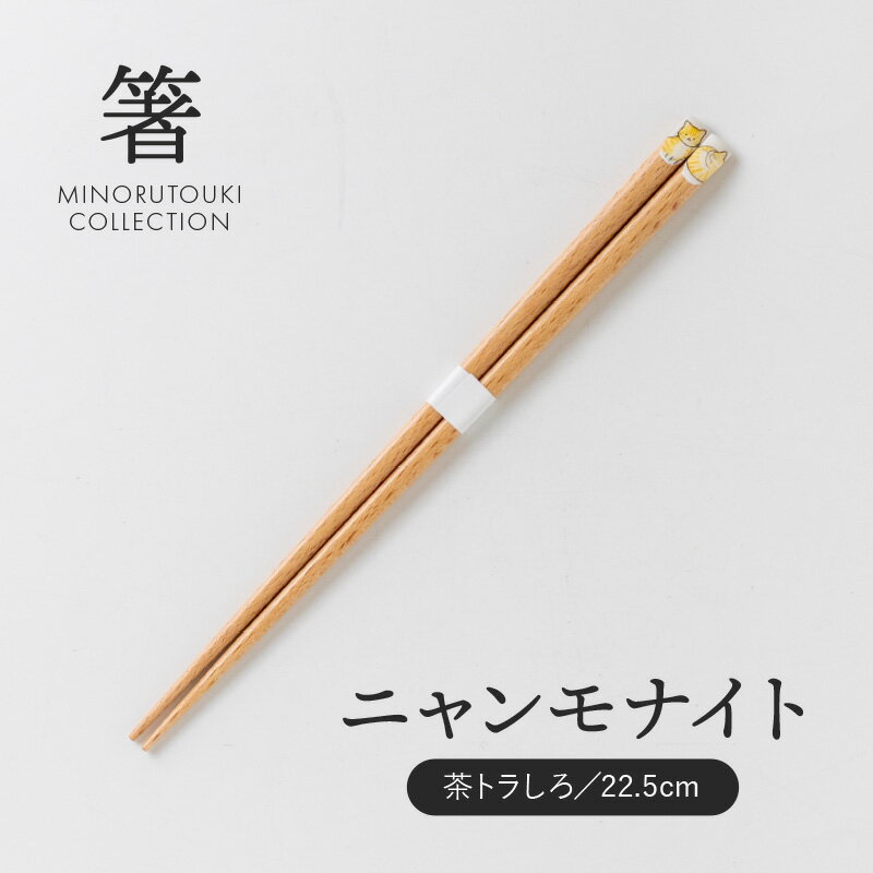 みのる陶器【箸】ニャンモナイト（22.5cm）茶トラしろ