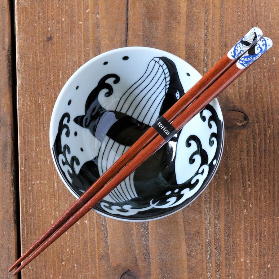 みのる陶器【白波くじら】箸(23.0cm）天然木