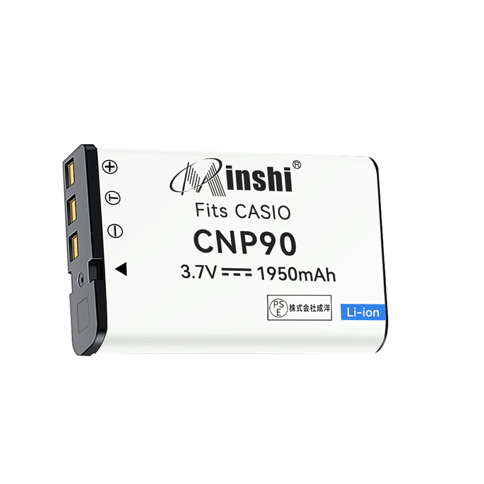 minshi 新品 Casio NP-90 互換バッテリー 1950mAh 高品質交換用リチャージブル カメラバッテリー リチウムイオンバッテリー デジタルカメラ デジカメ NP-90/EXILIM/EX-FH100/EX-H10/EX-H15/EX-H20G充電池 PSE認証 1年間保証 予備バッテリー