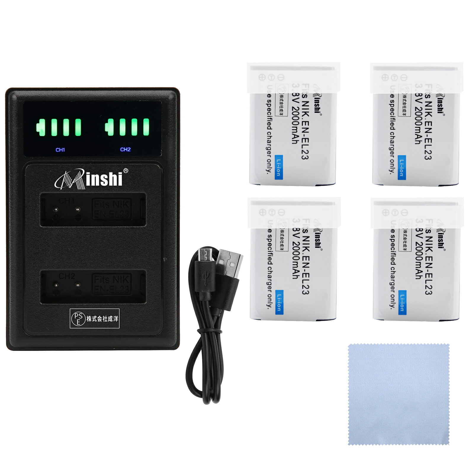 1USBŴ4+ۡminshi  Nikon Coolpix P610 ߴХåƥ꡼ 2000mAh ʼ...