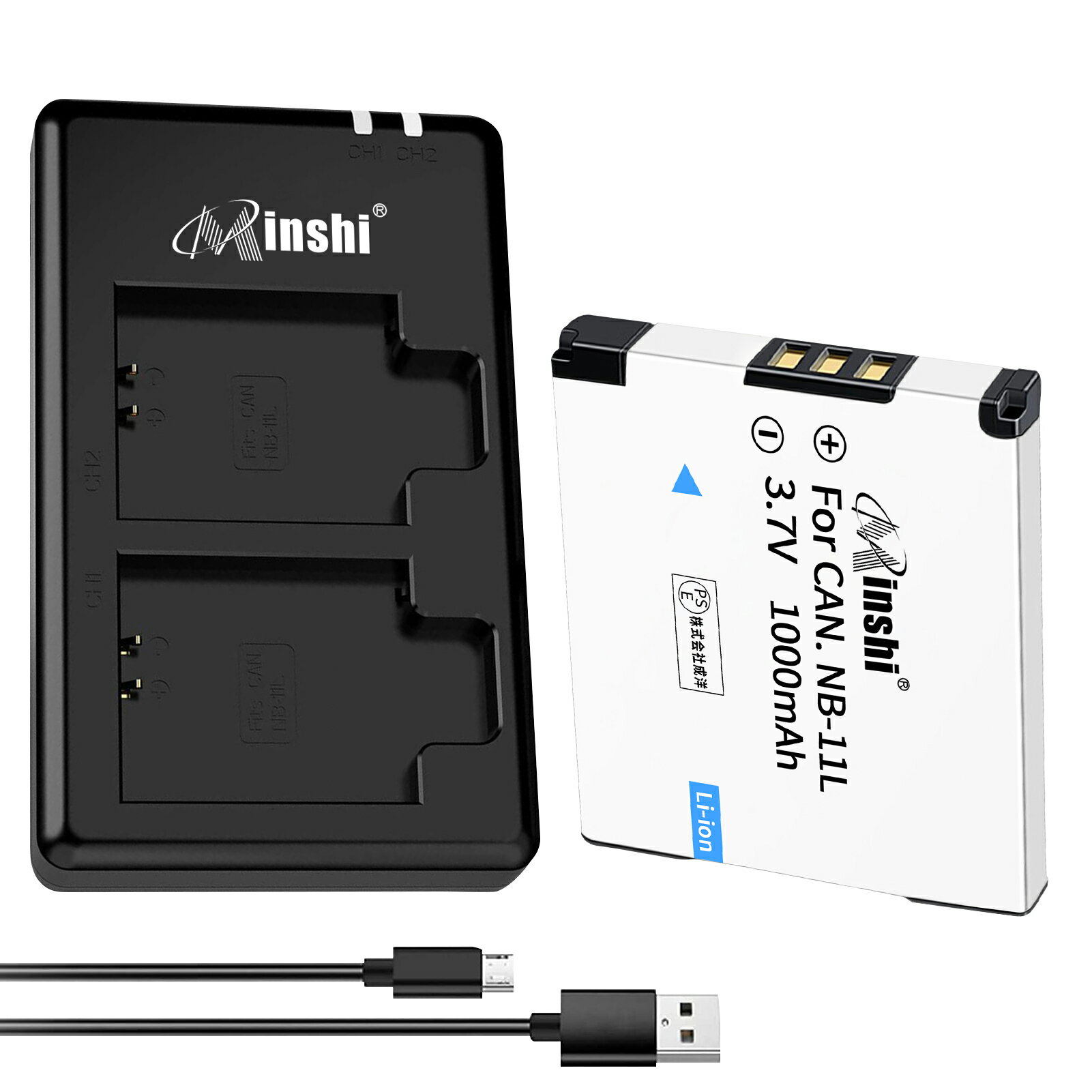 【USB充電器と電池1個】minshi 新品 Canon 135 互換バッテリー 1000mAh XAD 高品質交換用リチャージブル カメラバッテリー リチウムイオンバッテリー デジタルカメラ デジカメ 充電池 PSE認証 1年間保証 予備バッテリー