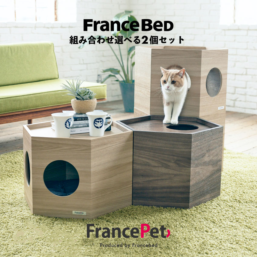 フランスベッド フランスペット ペット インテリア　PE-03　ペットハウス　ヘキサ　2個セット 犬 いぬ 猫 ねこ 室内 遊び場 寝床 トンネル 隠れる 送料無料