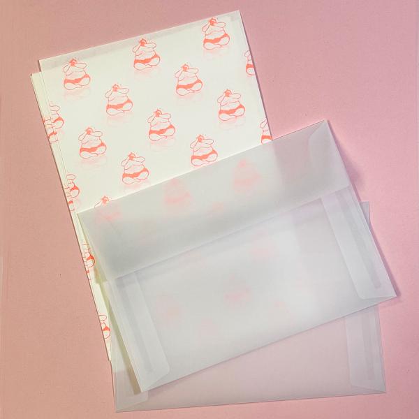 【プチラッピング無料】 花籠や くうねるりきしのレターセット オレンジ